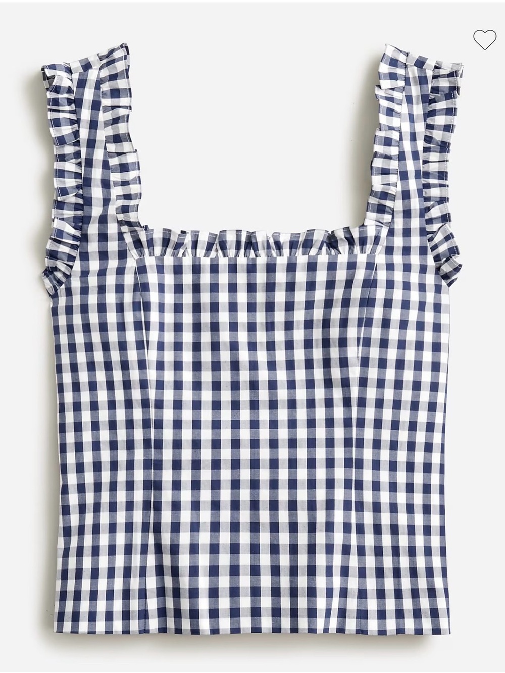 J.Crew Ruffle-Trim Stretch Cotton Poplin Gingham Top Blue White Size Small